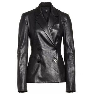 Theory Black Bristol DB Lamb Leather Jacket, US 00